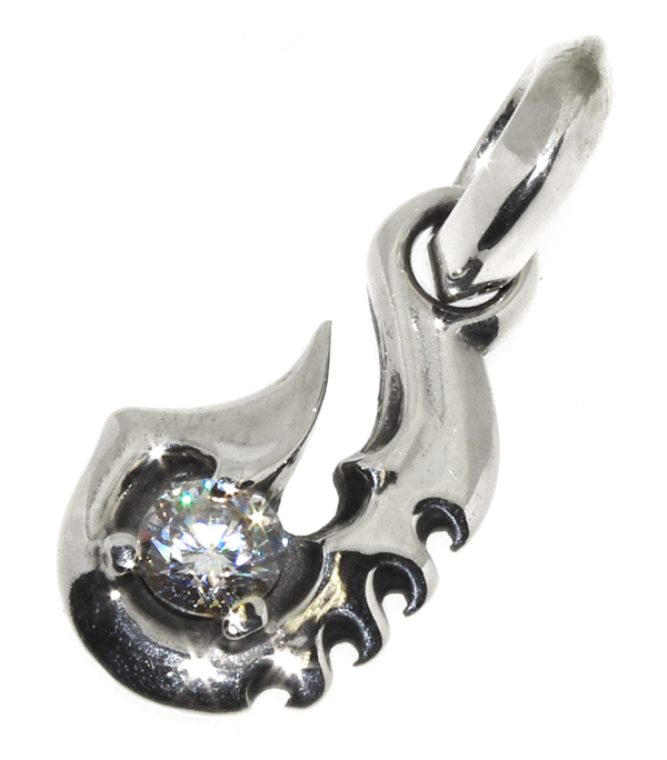 【ビルウォールレザー ネックレス ペンダント】Bill Wall Leather フィッシュフックチャームwクリアストーン Fish Hook Charm C335 【ビルウォールレザー ネックレス ペンダント】Bill Wall Leather フィッシュフックチャームwクリアストーン Fish Hook Charm C335