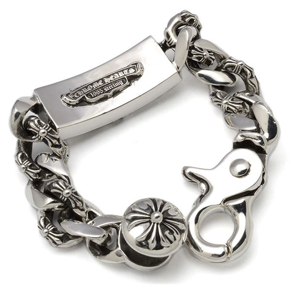 【クロムハーツ ブレスレット】CHROME HEARTS ID Dagger Fancy Chain Bracelet Cross Clip