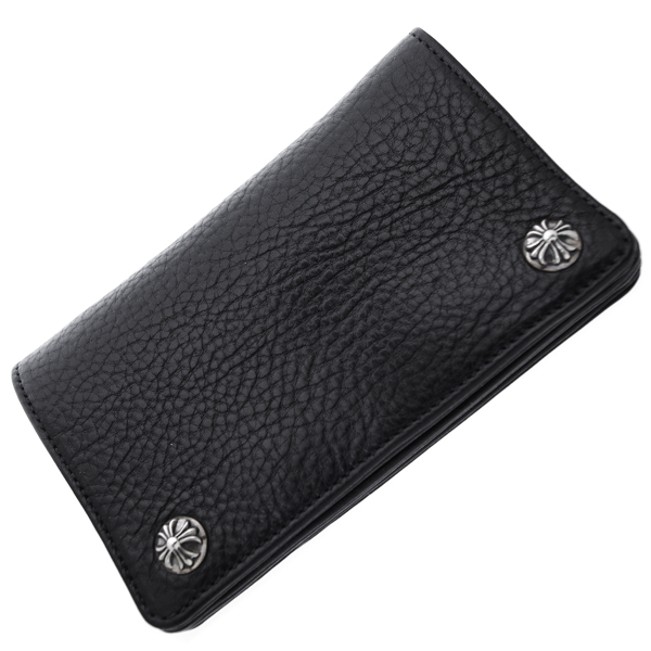 CHROME HEARTS(クロムハーツ) 1ZIPウォレット/ブラックヘビーレザー・クロスボールボタン 財布 KINGS ROAD(キングスロード)
