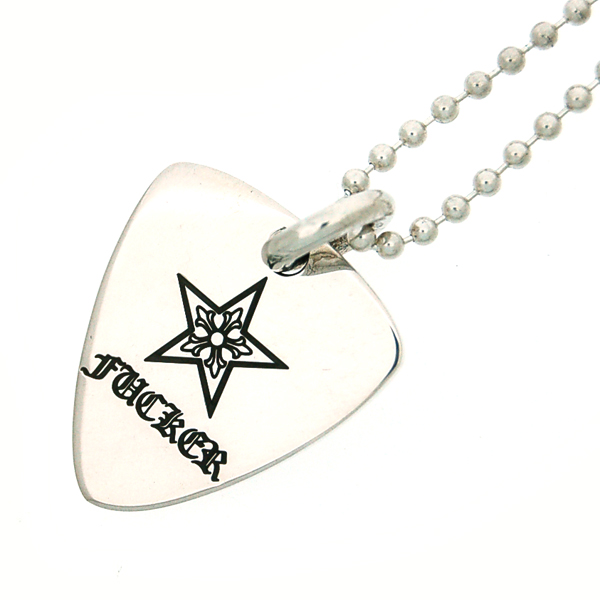 Chrome Hearts クロムハーツ ギターピックペンダント スターファッカー チェーン付 ネックレス Kings Road キングスロード Chrome Hearts クロムハーツ ギターピックペンダント スターファッカー チェーン付 ネックレス Kings Road キングスロード