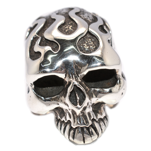 クレイジーピッグ　CRAZY PIG DESIGNS　FLAMED SKULL RING　フレームドスカルリング #841